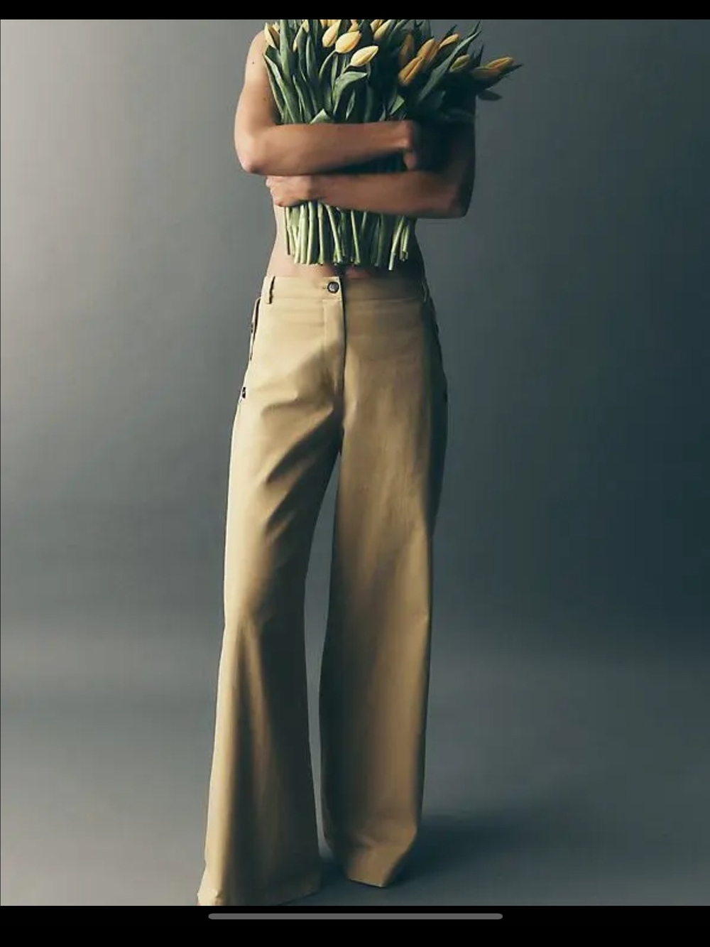 Maeve by Anthropologie Button-Pocket Wide-Leg Pants - Citron / Parsnip, Size XS